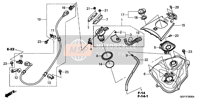 Honda NSC50MPD 2014 Depósito de combustible para un 2014 Honda NSC50MPD